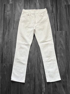 MOTHER High Waisted Rider Skimp Jeans Totally Innocent White 26 Slim Straight
